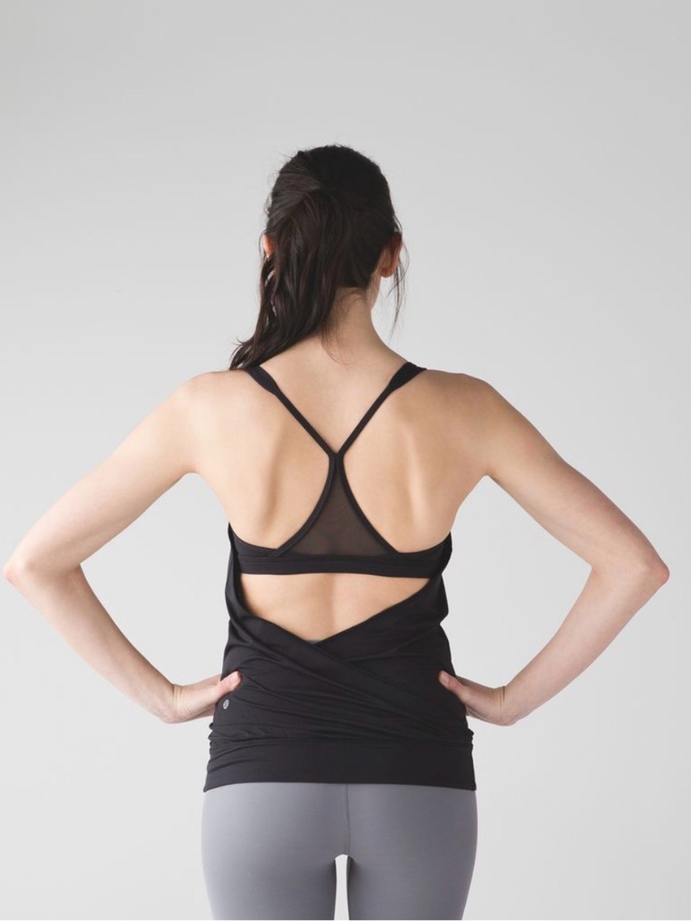 Lululemon Minimalist Tank Black Built In Bra Mesh Size 10